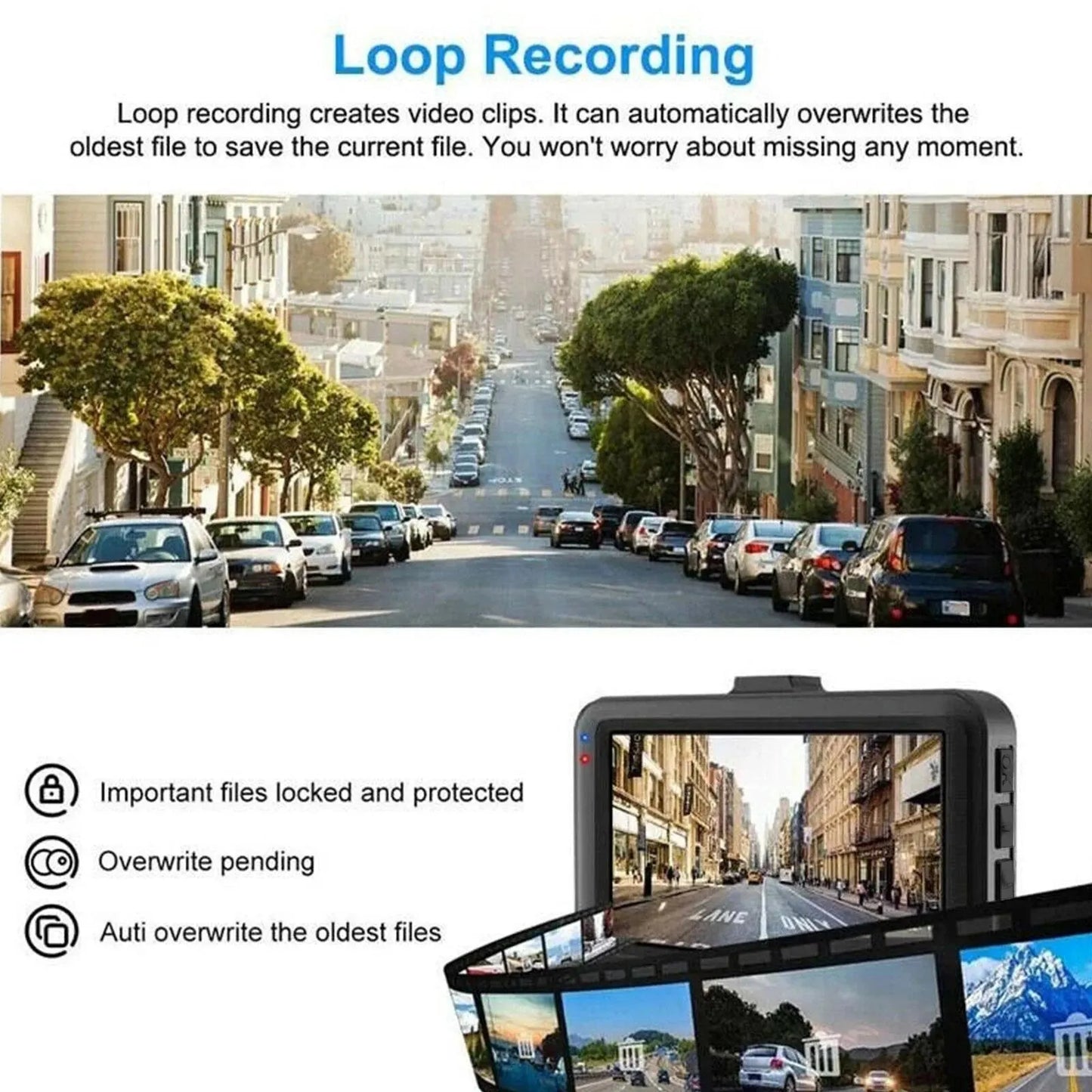 HD Dashcam for Automatic Cycle Recording - Vehicle DVR