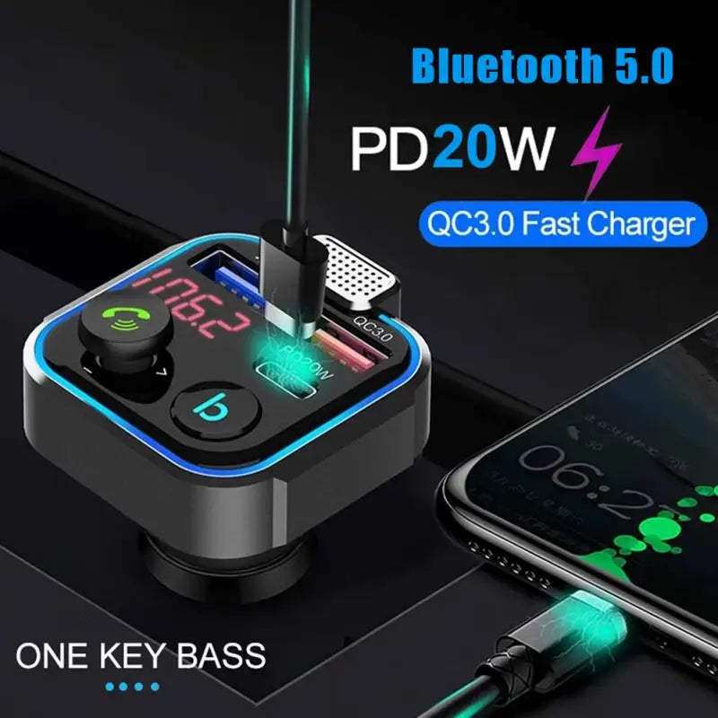 Bluetooth 5.0 FM Transmitter & Fast Charger