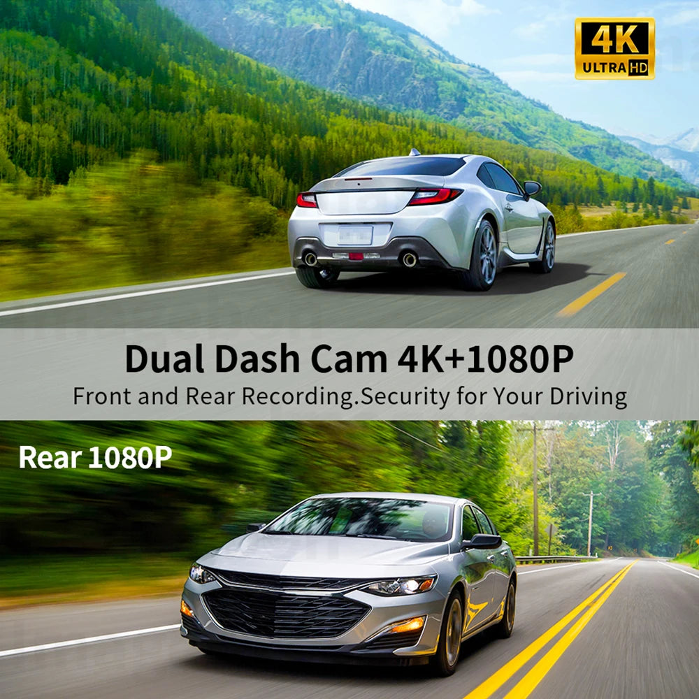 4K Dash Cam with ADAS, Wireless CarPlay & Android Auto